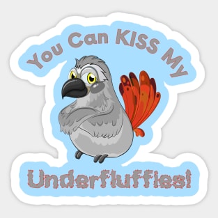 African Grey Parrot Kiss Underfluffies Sticker